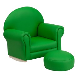 Kids Green Vinyl Rocker Chair and Footrest
