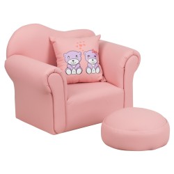 Kids Pink Chair and Footrest