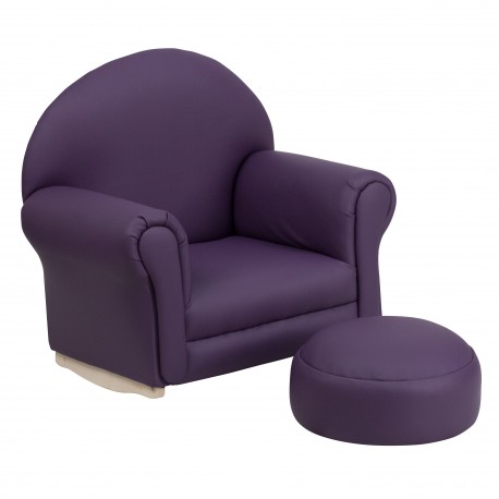 Kids Purple Vinyl Rocker Chair and Footrest