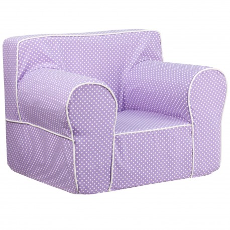 Oversized Lavender Dot Kids Chair with White Piping