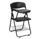 Black Plastic Chair with Right Handed Tablet Arm and Book Basket