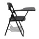 Black Plastic Chair with Right Handed Tablet Arm and Book Basket