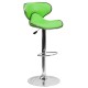 Contemporary Cozy Mid-Back Green Vinyl Adjustable Height Bar Stool with Chrome Base