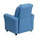 Contemporary Light Blue Vinyl Kids Recliner with Cup Holder and Headrest