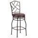 29'' Brown Metal Bar Stool with Brown Leather Swivel Seat