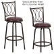 29'' Brown Metal DUAL Height Counter or Bar Stool with Brown Leather Swivel Seat