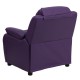 Deluxe Padded Contemporary Purple Vinyl Kids Recliner with Storage Arms