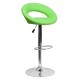 Contemporary Green Vinyl Rounded Back Adjustable Height Bar Stool with Chrome Base