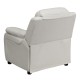 Deluxe Padded Contemporary White Vinyl Kids Recliner with Storage Arms