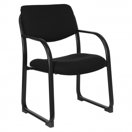 Black Fabric Executive Side Chair with Sled Base