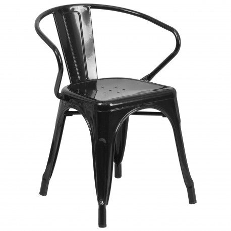 Black Metal Chair with Arms