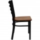 Black Ladder Back Metal Restaurant Chair - Cherry Wood Seat