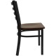 Black Ladder Back Metal Restaurant Chair - Mahogany Wood Seat