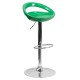 Contemporary Green Plastic Adjustable Height Bar Stool with Chrome Base