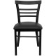 Black Ladder Back Metal Restaurant Chair - Black Vinyl Seat
