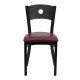 Black Circle Back Metal Restaurant Chair - Burgundy Vinyl Seat