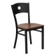 Black Circle Back Metal Restaurant Chair - Cherry Wood Seat