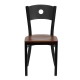 Black Circle Back Metal Restaurant Chair - Cherry Wood Seat