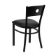 Black Circle Back Metal Restaurant Chair - Black Vinyl Seat