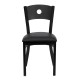 Black Circle Back Metal Restaurant Chair - Black Vinyl Seat
