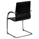 Black Vinyl Side Chair with Chrome Sled Base