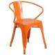 Orange Metal Chair with Arms