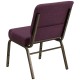 21'' Extra Wide Plum Fabric Stacking Church Chair with 4'' Thick Seat - Gold Vein Frame