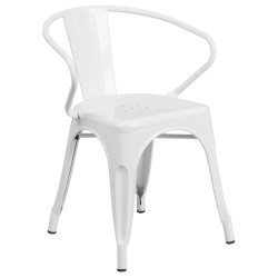 White Metal Chair with Arms