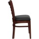 Mahogany Finished Ladder Back Wooden Restaurant Chair - Black Vinyl Seat