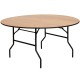 60'' Round Wood Folding Banquet Table with Clear Coated Finished Top