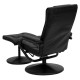 Contemporary Black Leather Recliner and Ottoman with Leather Wrapped Base