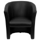 Black Leather Barrel-Shaped Guest Chair
