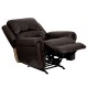 Plush Brown Leather Lever Rocker Recliner with Brass Accent Nails