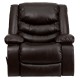 Plush Brown Leather Lever Rocker Recliner with Padded Arms