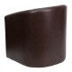 Brown Leather Barrel-Shaped Guest Chair
