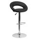 Contemporary Black Vinyl Rounded Back Adjustable Height Bar Stool with Chrome Base