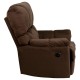 Contemporary Top Hat Chocolate Microfiber Power Recliner with Push Button
