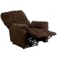 Contemporary Top Hat Chocolate Microfiber Power Recliner with Push Button