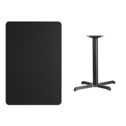 30'' x 45'' Rectangular Black Laminate Table Top with 22'' x 30'' Table Height Base