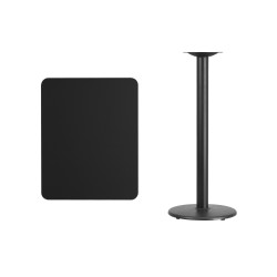 24'' x 30'' Rectangular Black Laminate Table Top with 18'' Round Bar Height Table Base