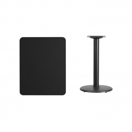24'' x 30'' Rectangular Black Laminate Table Top with 18'' Round Table Height Base