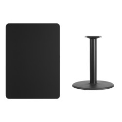 30'' x 42'' Rectangular Black Laminate Table Top with 24'' Round Table Height Base