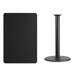 30'' x 45'' Rectangular Black Laminate Table Top with 24'' Round Bar Height Table Base