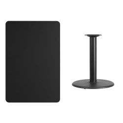 30'' x 45'' Rectangular Black Laminate Table Top with 24'' Round Table Height Base