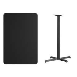 30'' x 45'' Rectangular Black Laminate Table Top with 22'' x 30'' Bar Height Table Base