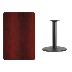 30'' x 45'' Rectangular Mahogany Laminate Table Top with 24'' Round Table Height Base