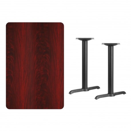 30'' x 45'' Rectangular Mahogany Laminate Table Top with 5'' x 22'' Table Height Bases