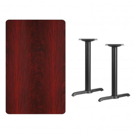 30'' x 48'' Rectangular Mahogany Laminate Table Top with 5'' x 22'' Table Height Bases