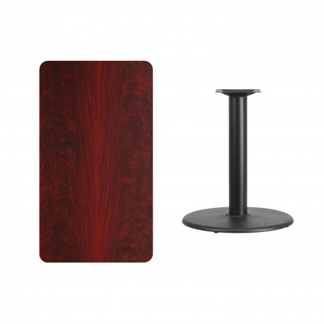 24'' x 42'' Rectangular Mahogany Laminate Table Top with 24'' Round Table Height Base