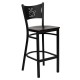 Black Coffee Back Metal Restaurant Bar Stool - Mahogany Wood Seat